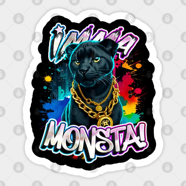 Imma Monsta! PANTHER | Blacktee | by Asarteon Sticker by Asarteon